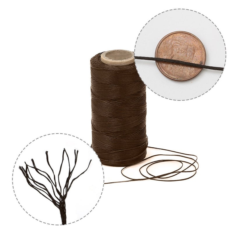 Tenn Well 328Yards 150D 1MM Waxed Thread, Flat Sewing Wax Sail Kit with Needles for Leather DIY Project(Brown) - Image 4
